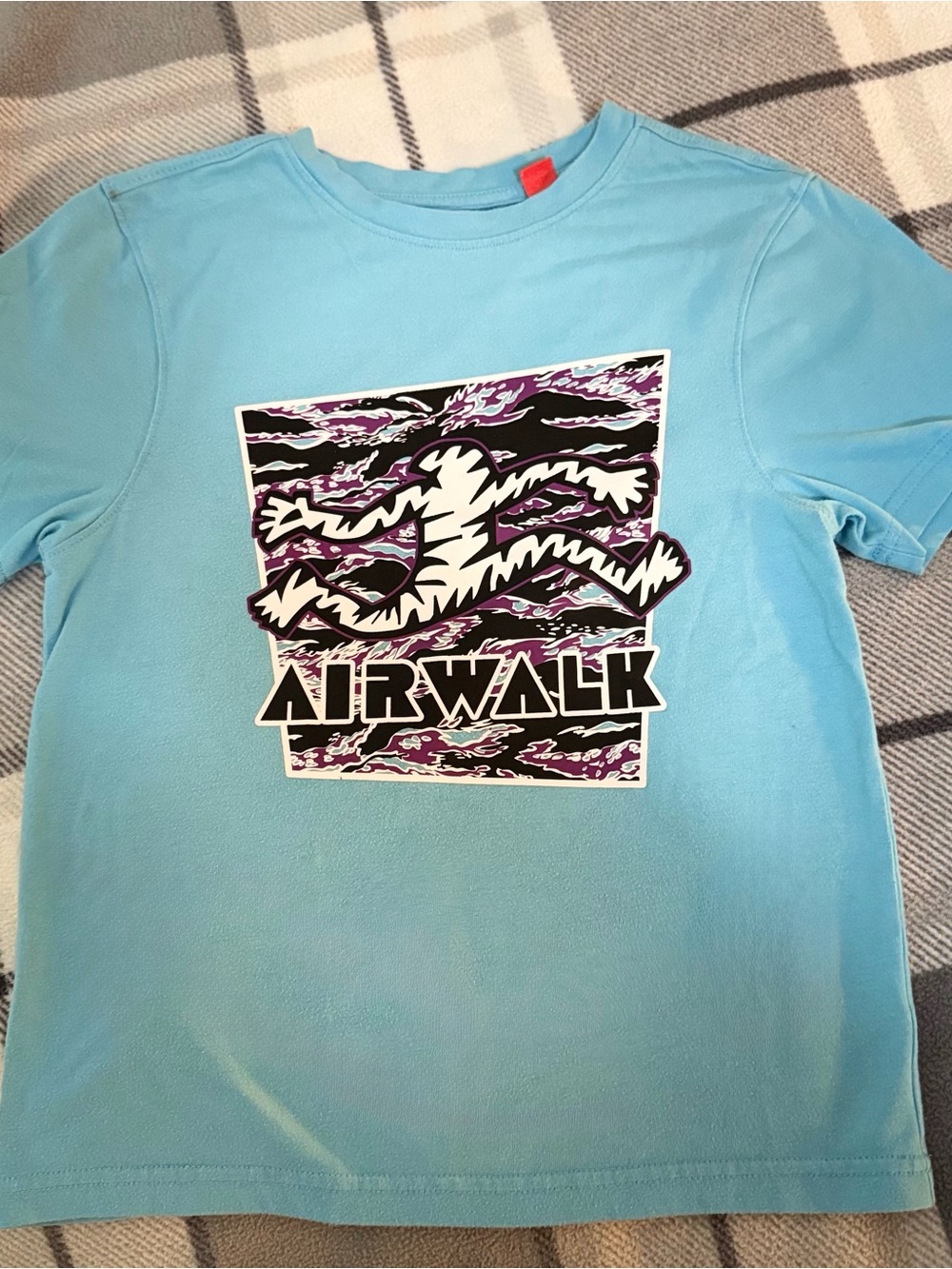 Airwalk Light Blue Tee with Black, White & Purple Graphic